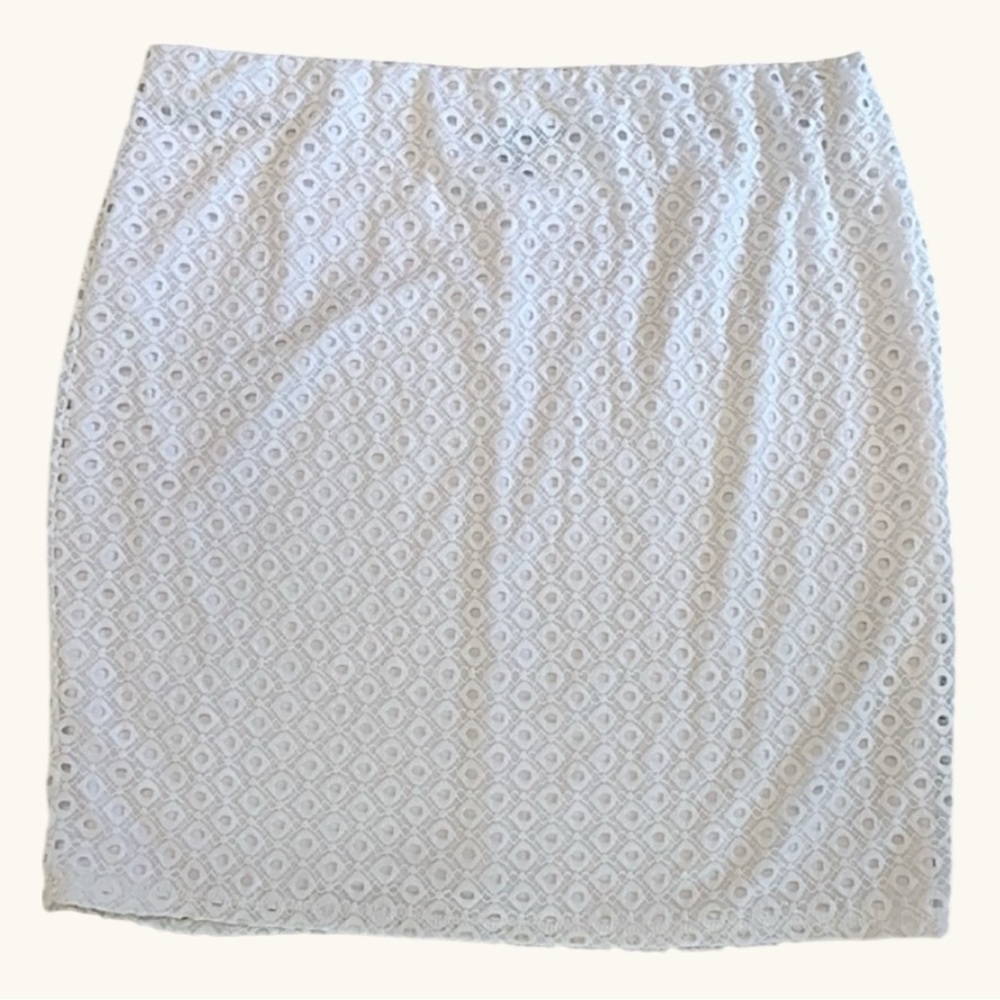 ALFANI Sz 16W White Eyelet Pull-On Skirt
